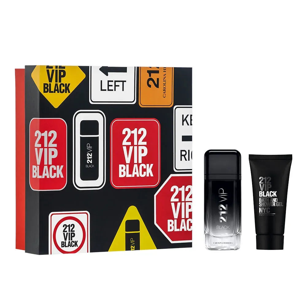 Kit 212 VIP Black Carolina Herrera Masculino EDP – Perfume + Gel de Banho