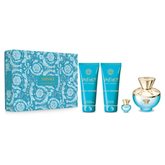 Kit Versace Dylan Turquoise Feminino EDT 100ml + Shower Gel + Body Gel + Miniatura 5ml
