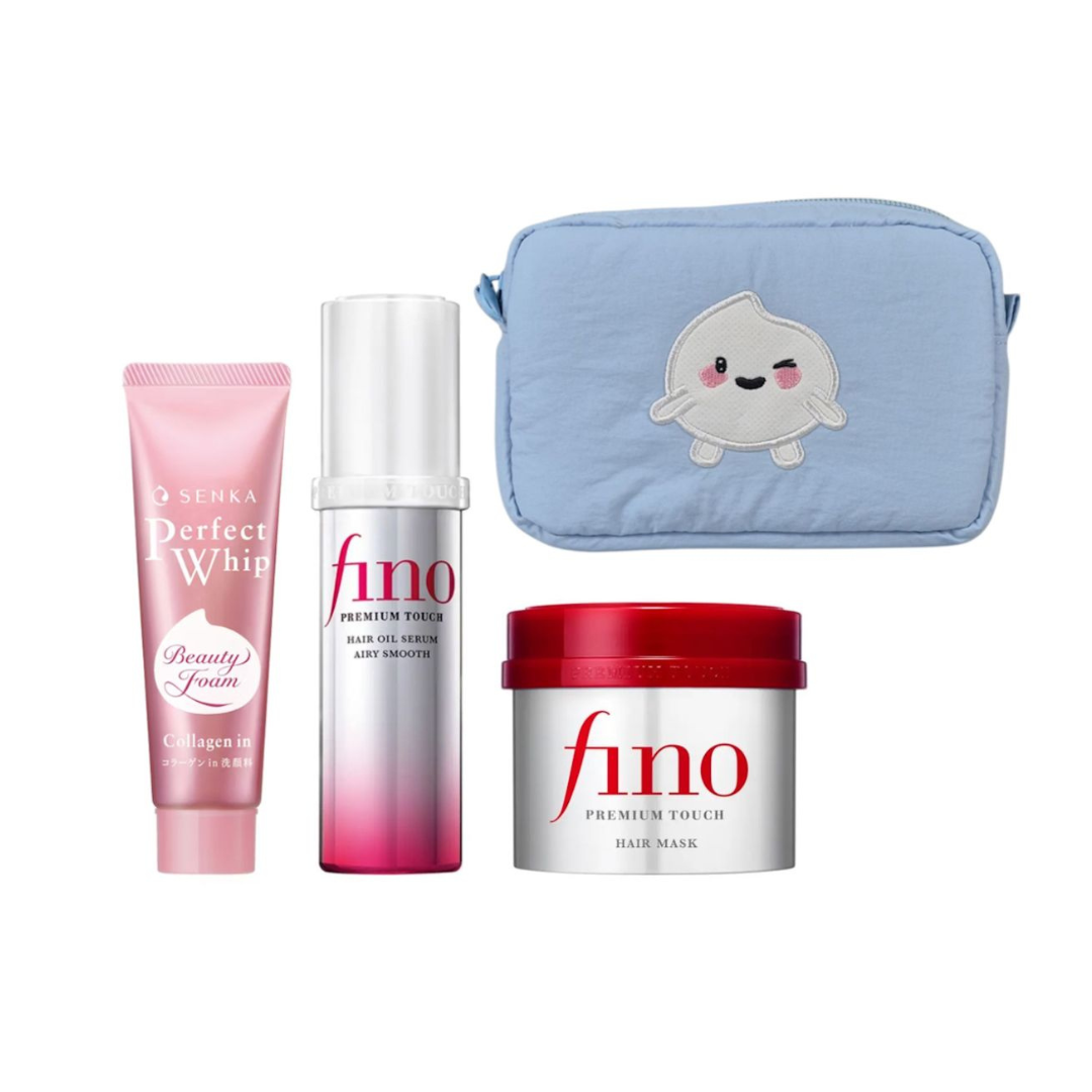 Kit Fino - Máscara Capilar Premium Touch 230g + Óleo Capilar Airy Smooth 70ml + Hidratante Facial Senka Collagen In 50g + Nécessaire Exclusiva