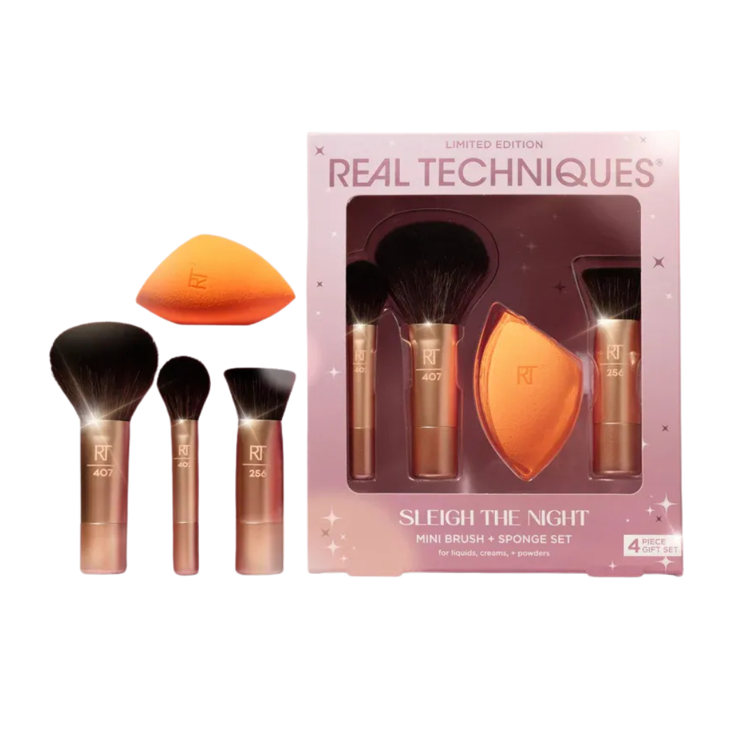 Real Techniques - Kit Sleigh The Night - 3 Mini Pincéis + Esponja